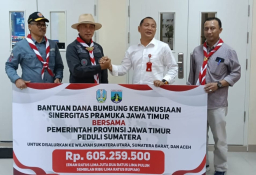 Pramuka Jatim Salurkan Rp605 Juta Dana Bumbung Kemanusiaan untuk Sumatra dan Aceh