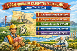 UMK Jatim 2026 Resmi Ditetapkan, Surabaya Tertinggi Situbondo Terendah