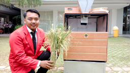 Inovasi Justine, Mahasiswa Teknik Elektro Untag Surabaya: Mesin Pengering Gabah Ekonomis Jawaban Petani di Musim Hujan