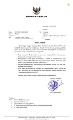 Wali Kota Risma Larang Takbir Keliling