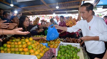 Momen Presiden Jokowi Belanja Buah dan Sayur di Pasar Buah Berastagi