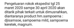 Gara-Gara Corona Viral Rokok Sampoerna Dimusnahkan, Itu Tidak Benar!
