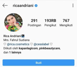 Malu jadi Gunjingan, Rica Andriani Kunci Akun IG-nya