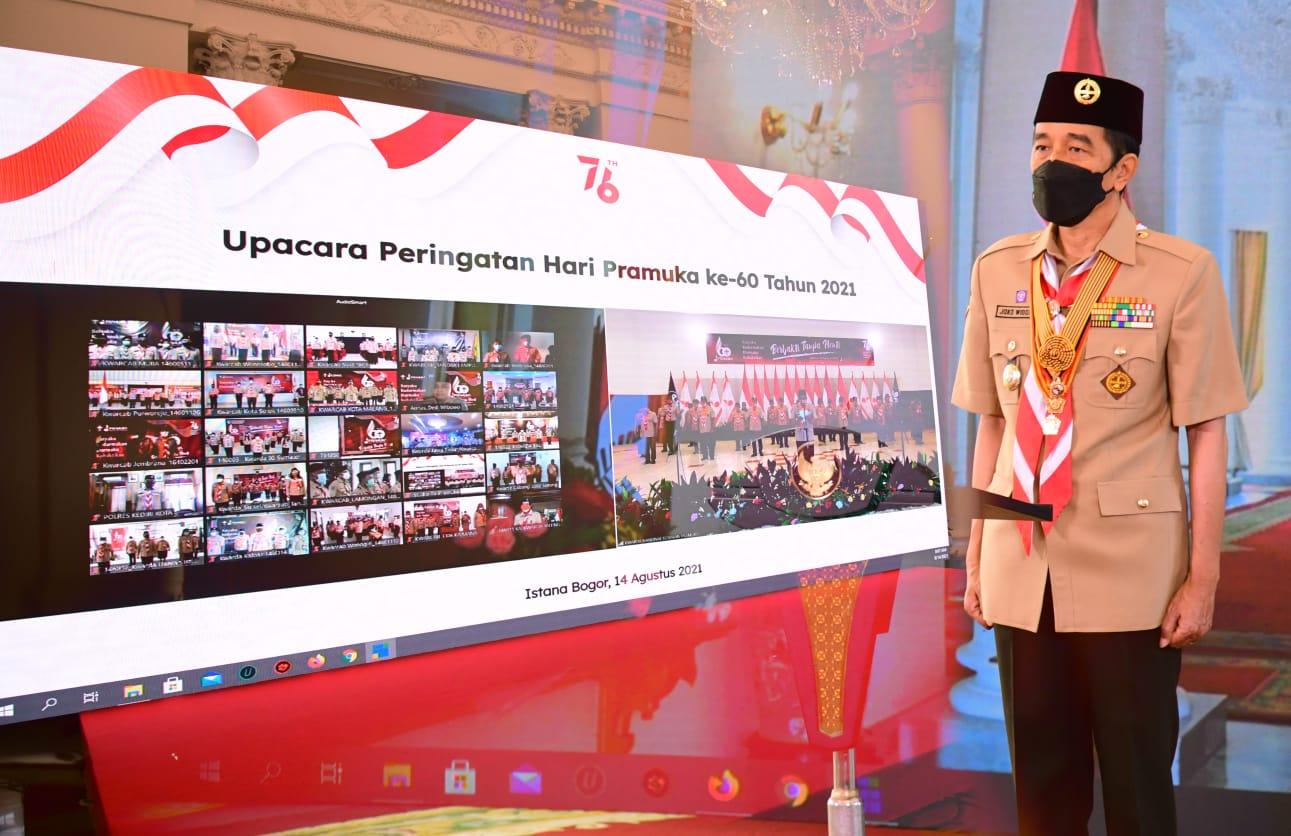 Presiden Jokowi dalam peringatan Hari Pramuka ke-60. ist