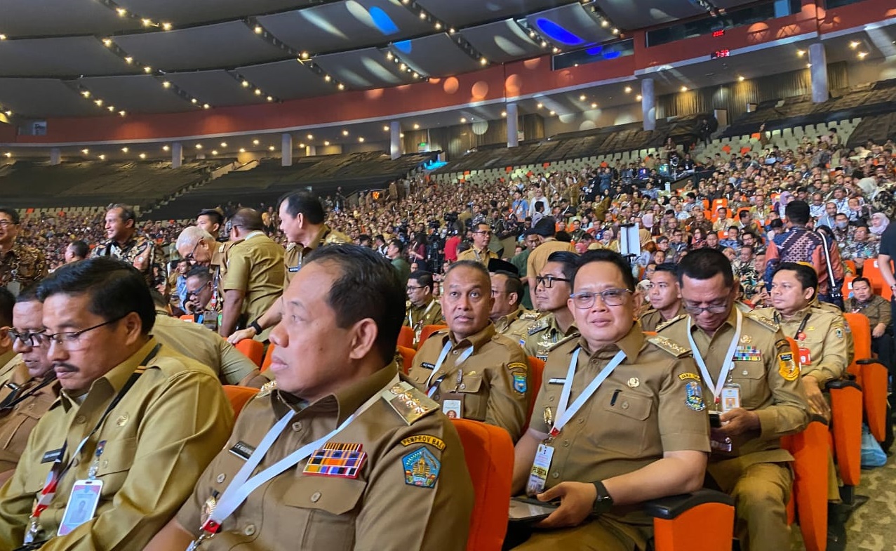 Pj. Gubernur Jawa Timur Adhy Karyono saat menghadiri Rakornas Pemerintah Pusat dan Daerah 2024 di Sentul International Convention Center pada Kamis (7/11/2024)