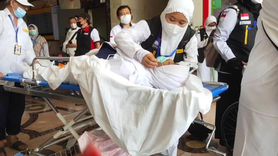Persiapan keberangkatan jemaah haji yang melaksanakan safari wukuf, Jumat (8/7/2022)
