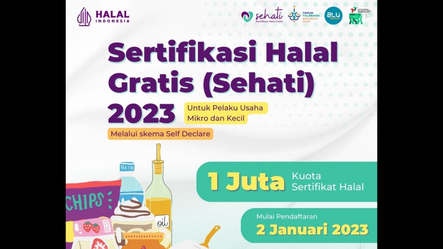 Mengawali tahun 2023, Badan Penyelenggara Jaminan Produk Halal (BPJPH) kembali membuka program Sertifikasi Halal Gratis (Sehati).