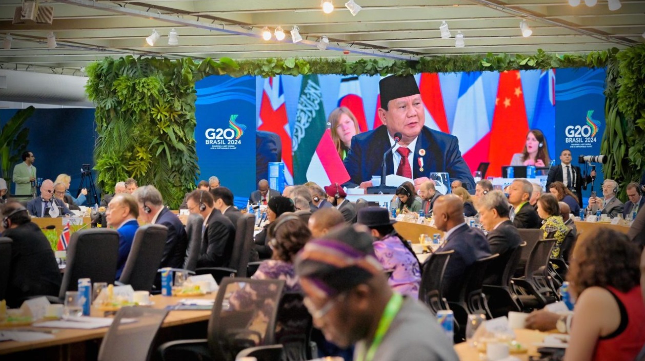 Presiden Republik Indonesia, Prabowo Subianto, menghadiri sesi pertama Konferensi Tingkat Tinggi (KTT) G20 di Brasil yang berlangsung pada Senin, 18 November 2024. Foto: BPMI Setpres/Laily Rachev