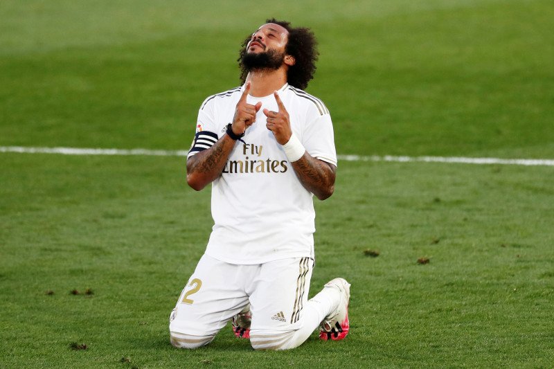 Marcelo merayakan gol ke gawang Eibar. ant