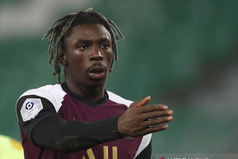 Moise Kean dipinjamkan ke PSG dari Everton selama satu musim sejak Oktober 2020.(REUTERS/GONZALO FUENTES)

