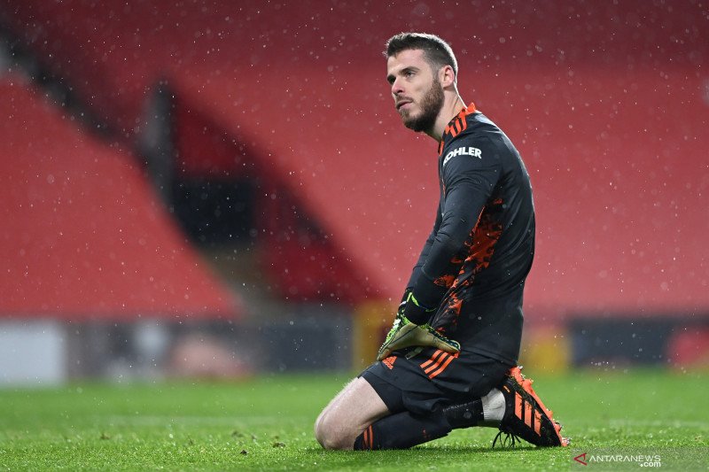 Kiper Manchester United asal Spanyol David De Gea.(Pool via REUTERS/LAURENCE GRIFFITHS)

