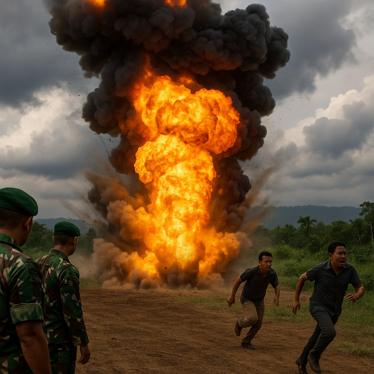 FOTO ILUSTRASI : kegiatan pemusnahan amunisi tidak layak pakai milik Tentara Nasional Indonesia (TNI) berujung ledakan besar