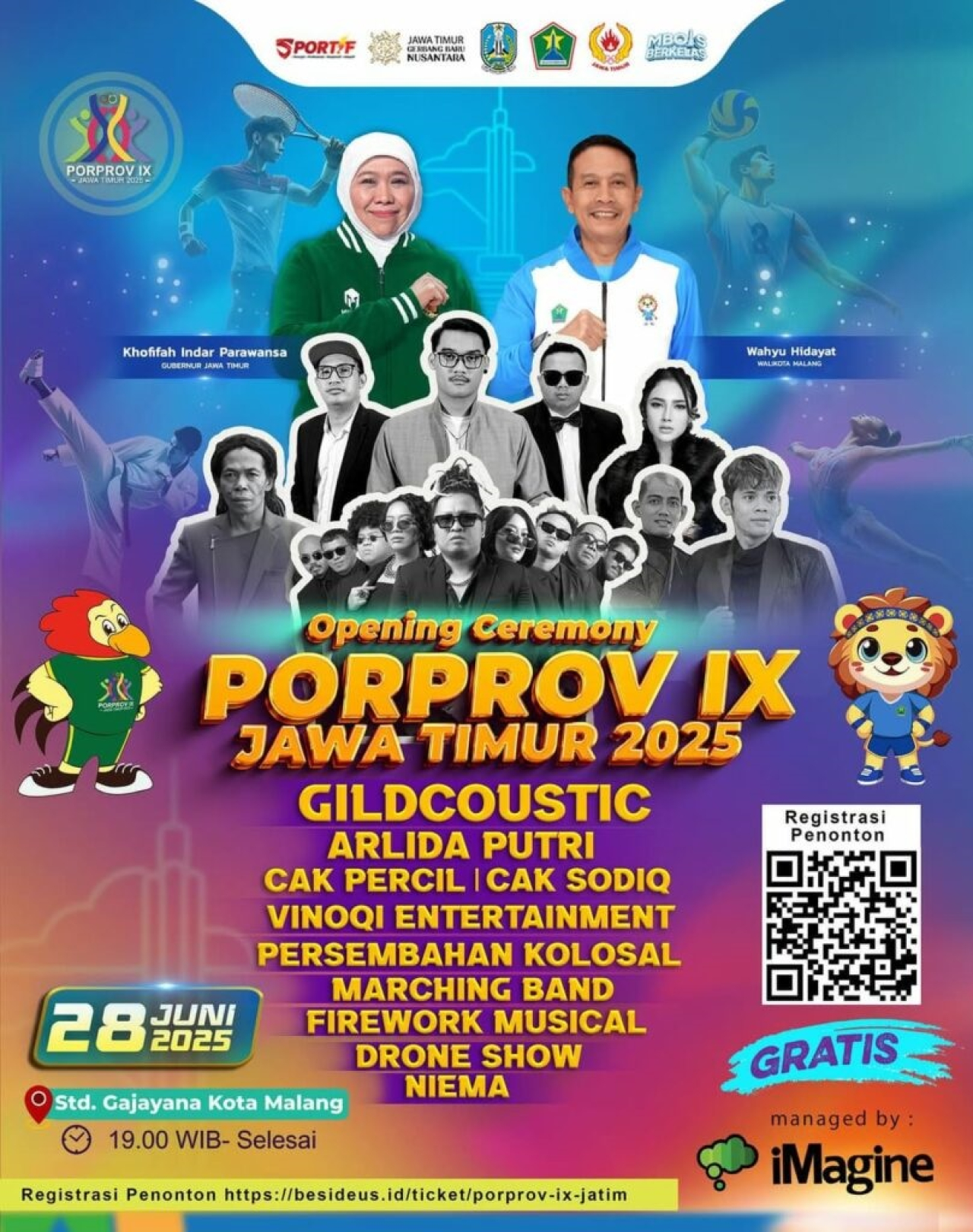 Pekan Olahraga Provinsi (Porprov) Jawa Timur IX 2025 akan dibuka pada Sabtu malam (28/6/2025)