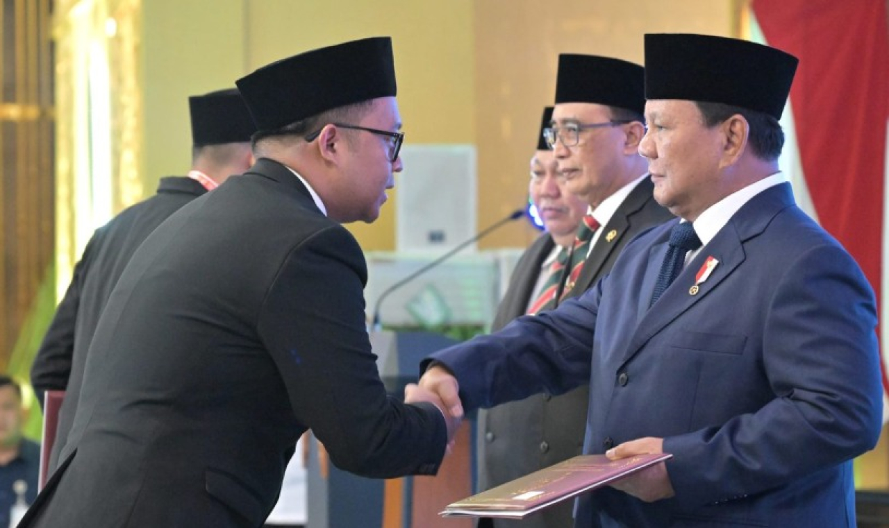 Presiden Prabowo Subianto menghadiri pengukuhan 1.451 hakim Mahkamah Agung, di Kantor Mahkamah Agung, pada Kamis, 12 Juni 2025. Foto: BPMI Setpres/Kris