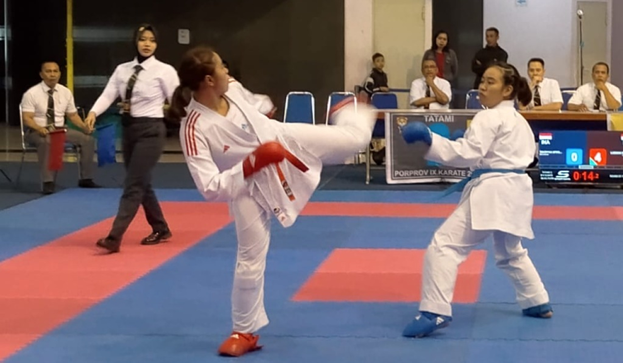 cabor karate resmi membuka rangkaian pertandingan Pekan Olahraga Provinsi (Porprov) Jawa Timur IX/2025, Kamis (3/7), di Gedung Olahraga Politeknik Negeri Malang (Polinema).