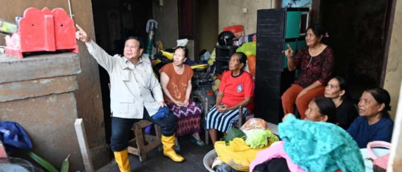 Presiden Prabowo Subianto meninjau wilayah terdampak banjir di Kabupaten Badung, Provinsi Bali, pada Sabtu, 13 September 2025. Foto: BPMI Setpres/Cahyo