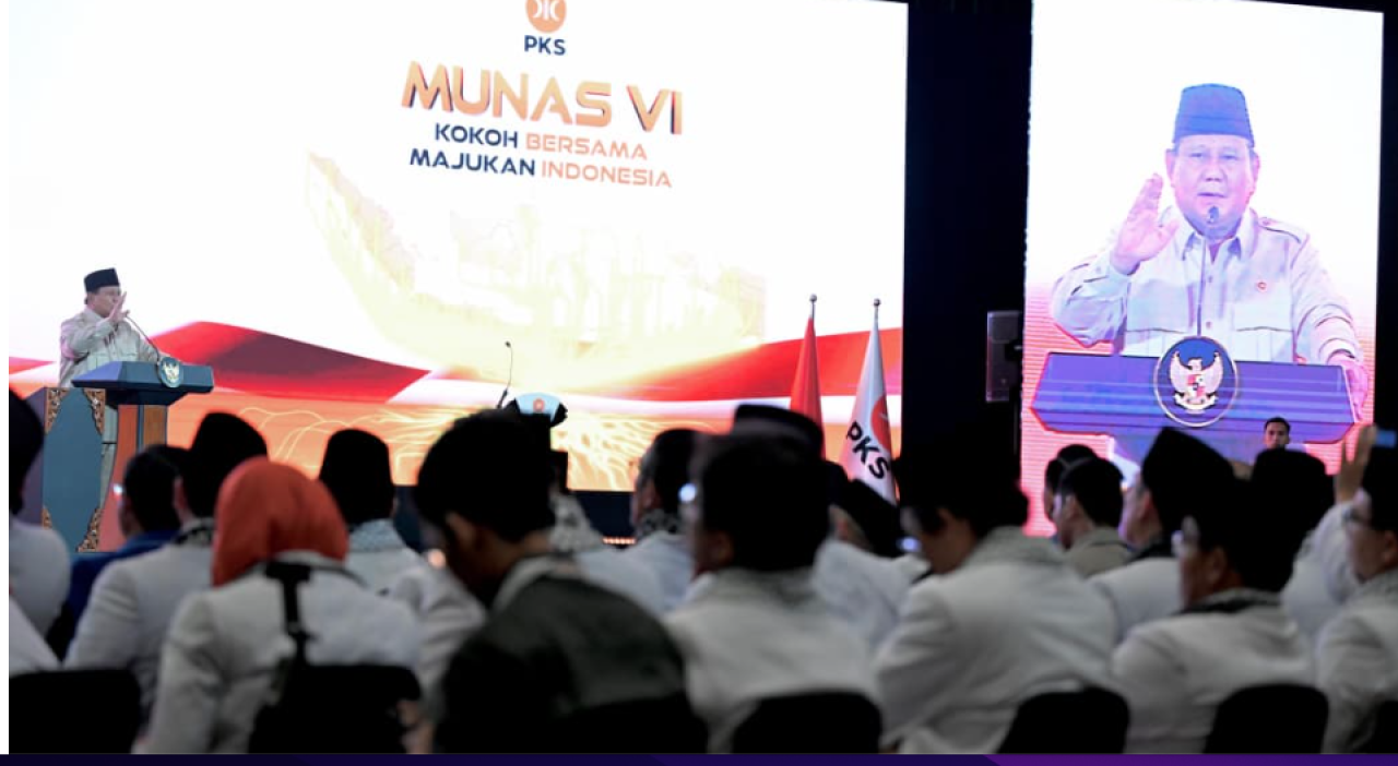 Presiden Prabowo Subianto memberikan sambutan pada acara Peresmian Penutupan Musyawarah Nasional (Munas) VI Partai Keadilan Sejahtera (PKS) Tahun 2025 di Golden Ballroom, The Sultan Hotel, Jakarta, pada Senin, 29 September 2025. Foto: BPMI Setpres/Cahyo