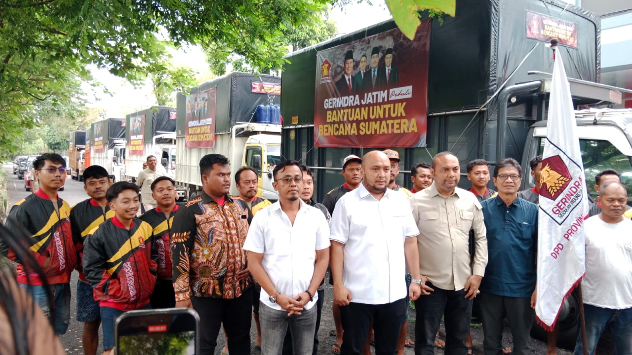 Gerindra Jatim Galang Rp805 Juta untuk Korban Banjir Sumatera, Tujuh Truk Bantuan Diberangkatkan