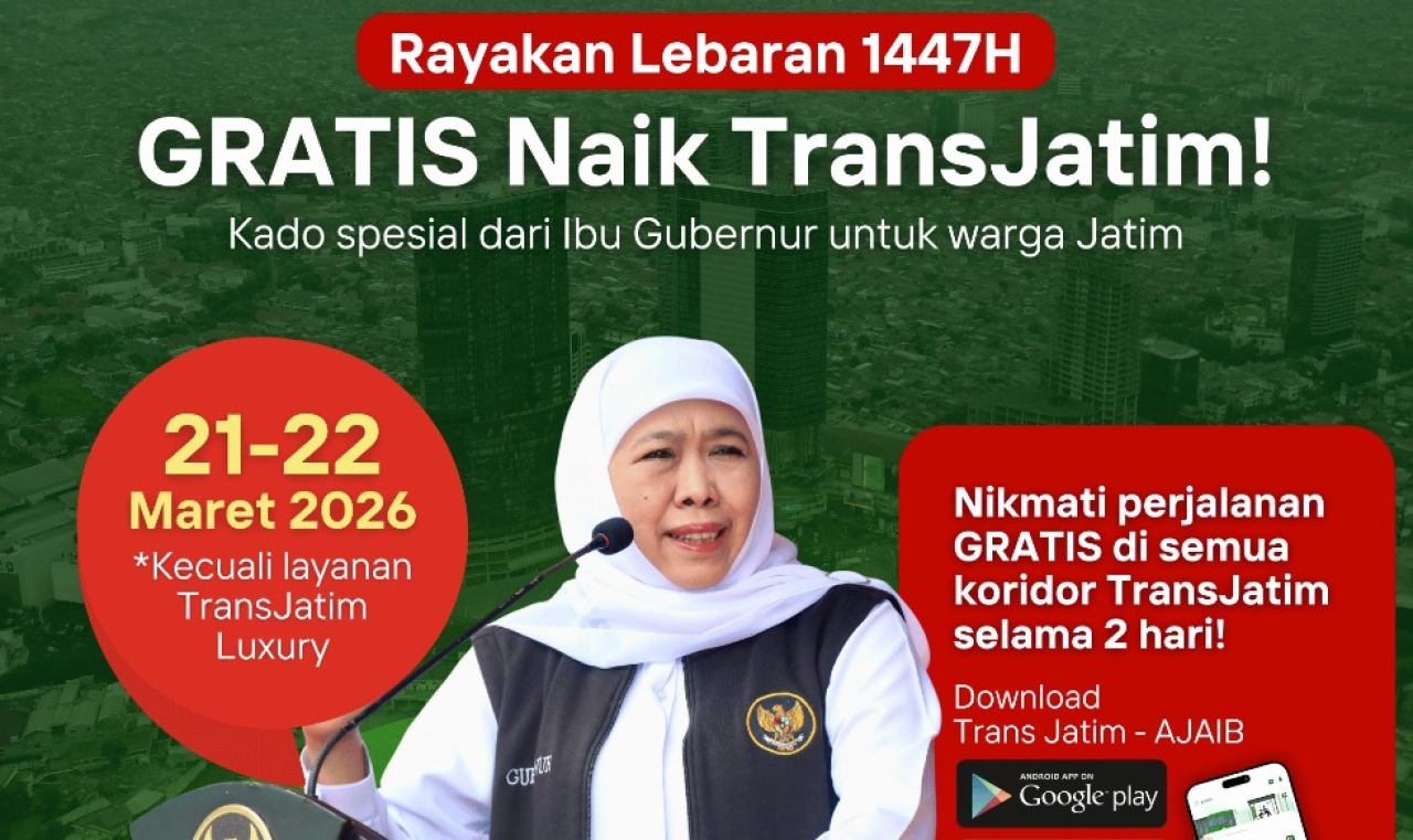 Trans Jatim Digratiskan Dua Hari Saat Lebaran, Pemprov Jatim Dorong Mobilitas Aman