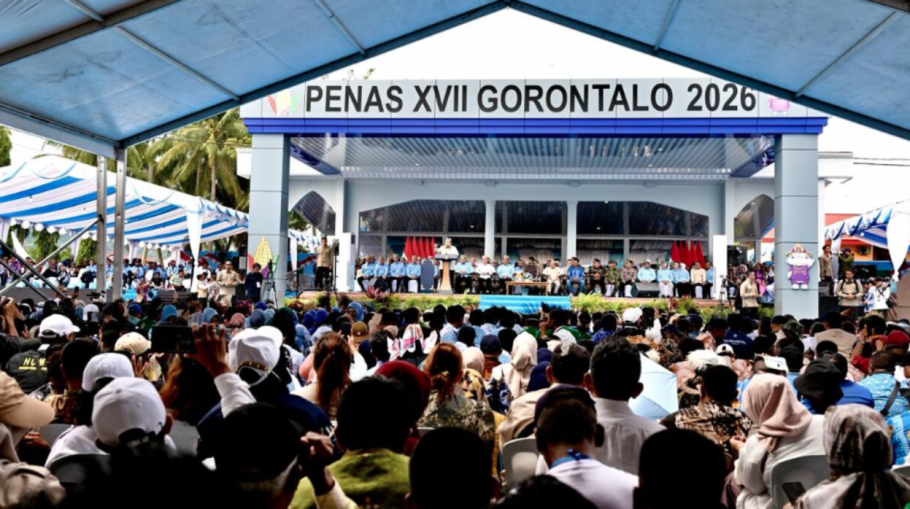 Presiden Prabowo Subianto menghadiri Puncak Pekan Nasional (PENAS) Petani dan Nelayan XVII Tahun 2026 yang digelar di Sport Center Limboto, Kabupaten Gorontalo, Provinsi Gorontalo, pada Rabu, 24 Juni 2026. Foto: BPMI Setpres/Rusman