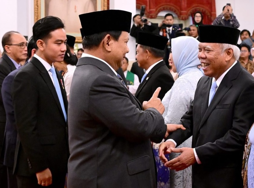 Kepala Otorita Ibu Kota Nusantara (OIKN), Basuki Hadimuljono saat pelantikan Kepala Otorita Ibu Kota Nusantara (OIKN) oleh Presiden Prabowo Subianto di Istana Negara, Jakarta, Selasa (5/11/2024)