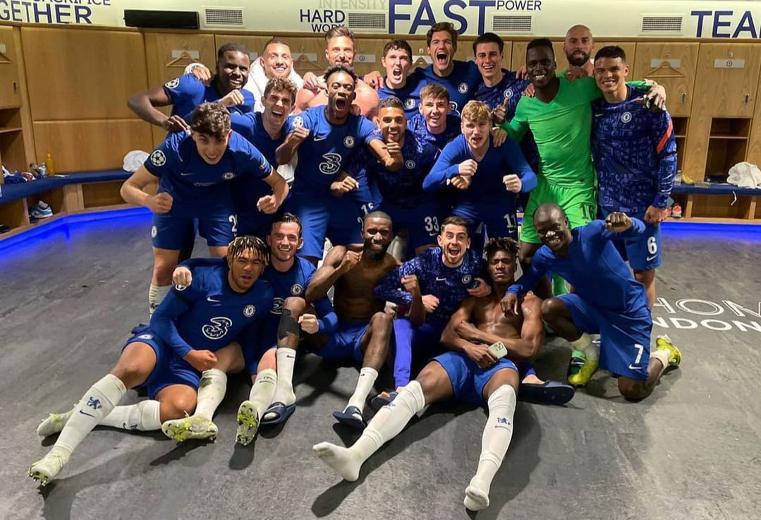 Skuad Chelsea merayakan lolosnya mereka di Final Liga Champions. IG Chelsea