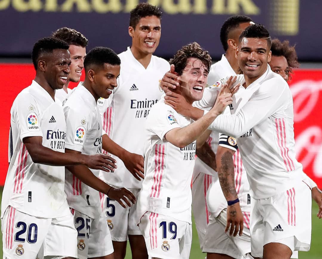 Para pemain Real Madrid merayakan goo kemenangan. IG Real Madrid.