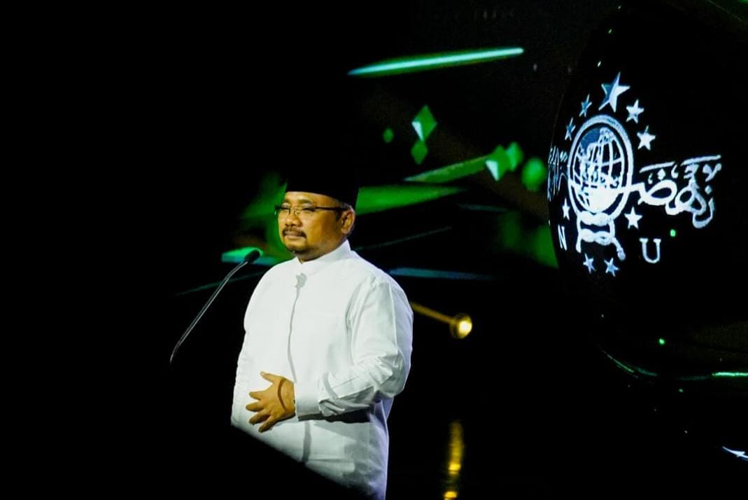 Menag Yaqut Cholil Qoumas menghadiri Anugerah Satu Abad Nahdlatul Ulama (NU) di gelar di Theater Tanah Airku Taman Mini Indonesia Indah, Jakarta,  Selasa (31/1/2023).