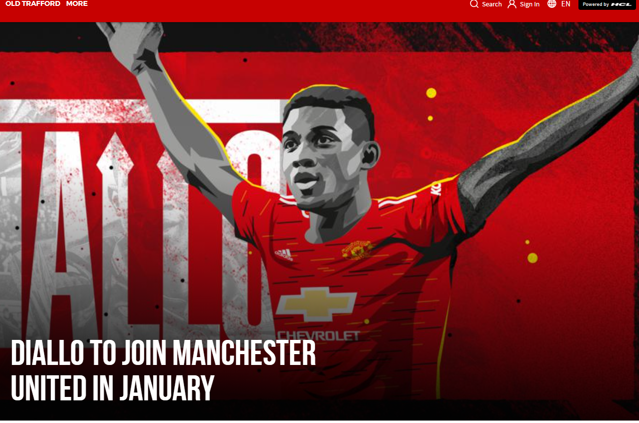 Amad Diallon. manutd.com
