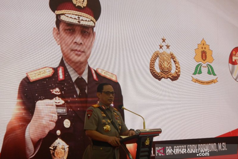 Wakapolri Komjen Pol Gatot Eddy Pramono dalam acara peringatan Hari Jadi Polwan ke 72 di Mabes Polri, Jakarta, Selasa (1/9/2020). (ANTARA/ Anita Permata Dewi)