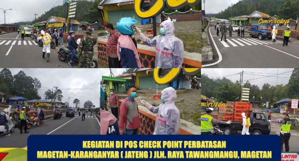 Petugas mengecek semua orang yang melintas di perbatasan (Foto: Humas Prov Jatim) 