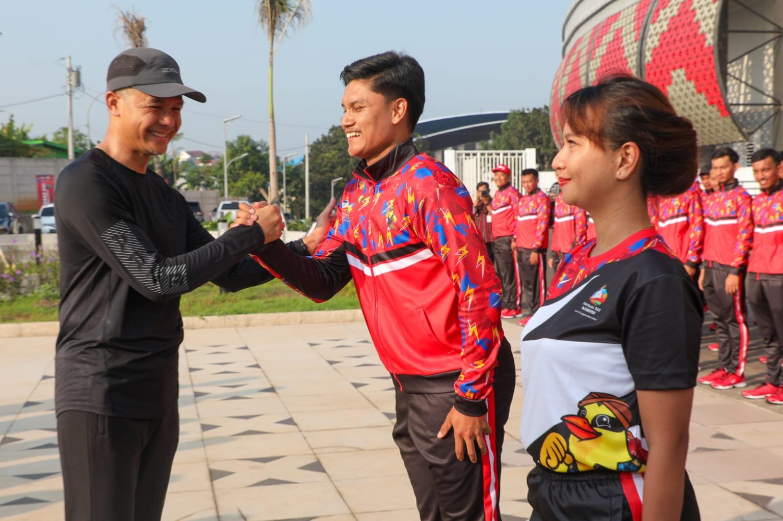 Ganjar, saat melepas kontingen Jawa Tengah di GOR Jatidiri, Semarang, Selasa (11/7/2023).