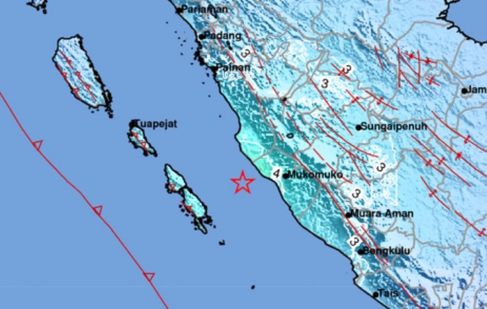 Gempa 5,7 guncang Mukomuko, Bengkulu (Foto: ist)
