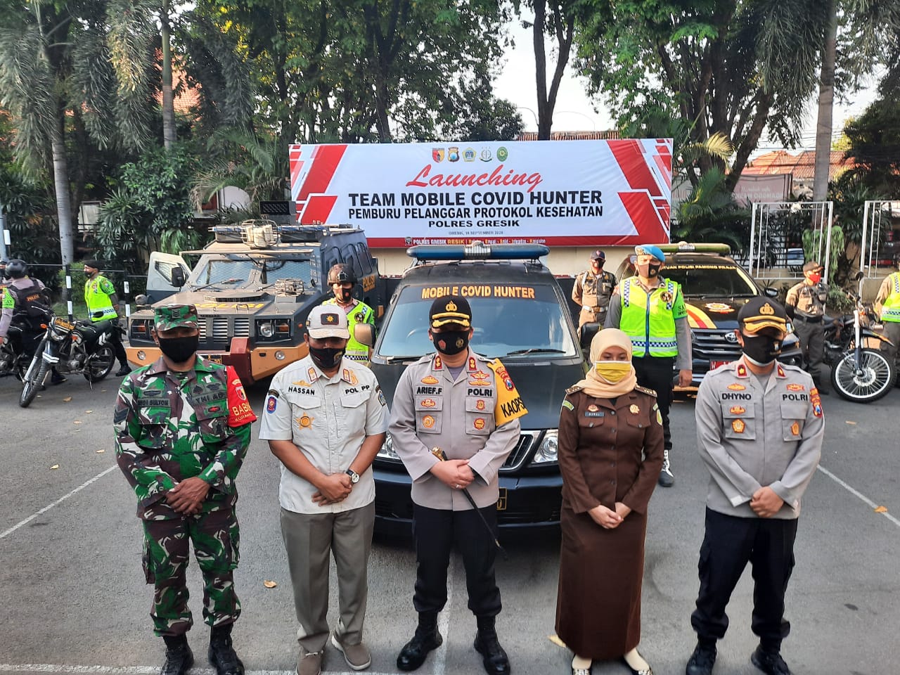 Kapolres Gresik ketika Launching Team Mobile Covid Hunter, Rabu (16/9/2020).