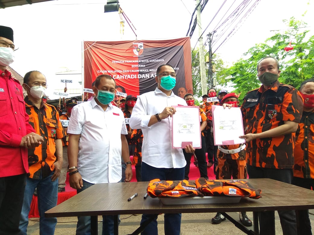 Pemuda Pancasila Surabaya menggelar deklarasi dukungan kepada Eri Cahyadi-Armuji di Pilwali Surabaya 2020.