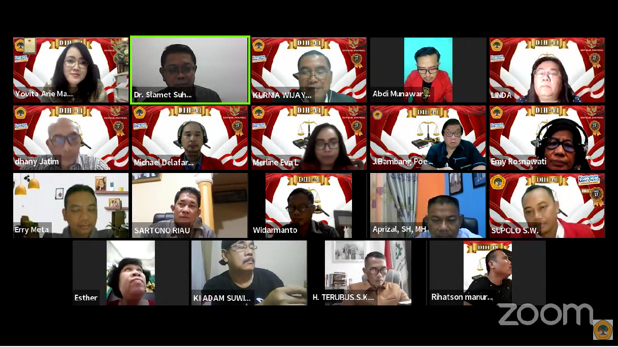 program studi Doktor Ilmu Hukum (DIH) Angkatan 41 Fakultas Hukum (FH) Universitas 17 Agustus 1945 (Untag) Surabaya mengadakan Focus Group Discussion (FGD) forum 17 sesi ke-4 dengan Tema “Penanggulangan Terorisme Dalam Perspektif Hak Asasi Manusia”. 