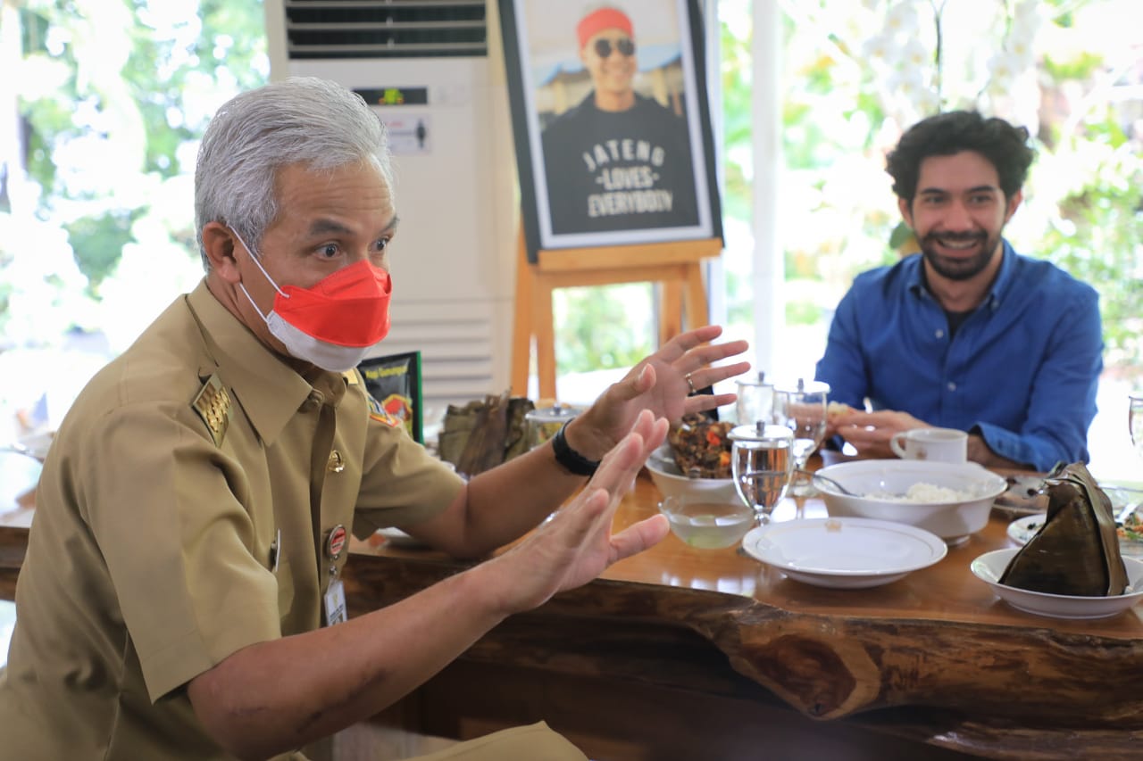 Ketua Komite FFI, Reza Rahardian, usai bertemu Ganjar Pranowo di Semarang, Senin (21/2/2022).