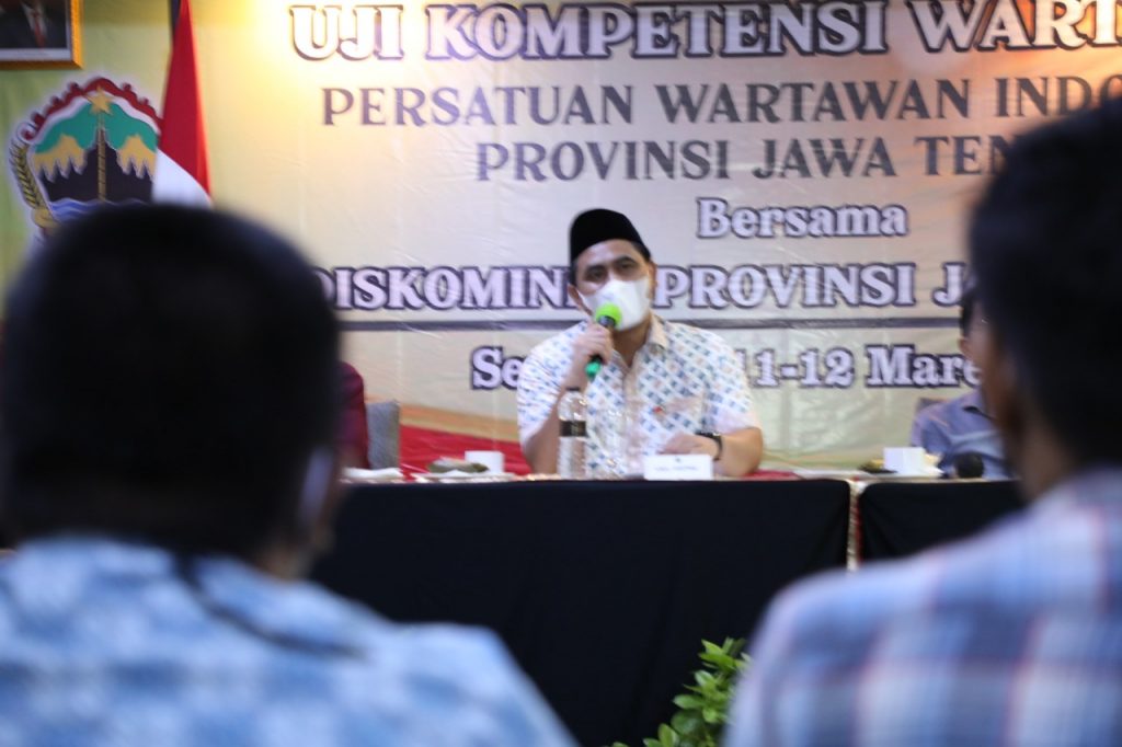Gus Yasin, saat membuka UKW Persatuan Wartawan Indonesia Jateng, di Hotel MG Setos, Jumat (11/3/2022).
