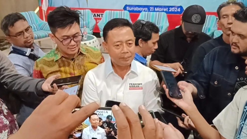 Ketua TKD Prabowo Gibran Jatim, Boedi Soeprajitno dalam sebuah acara bersama media yang diselenggarakan pada Kamis (21/03) di Surabaya