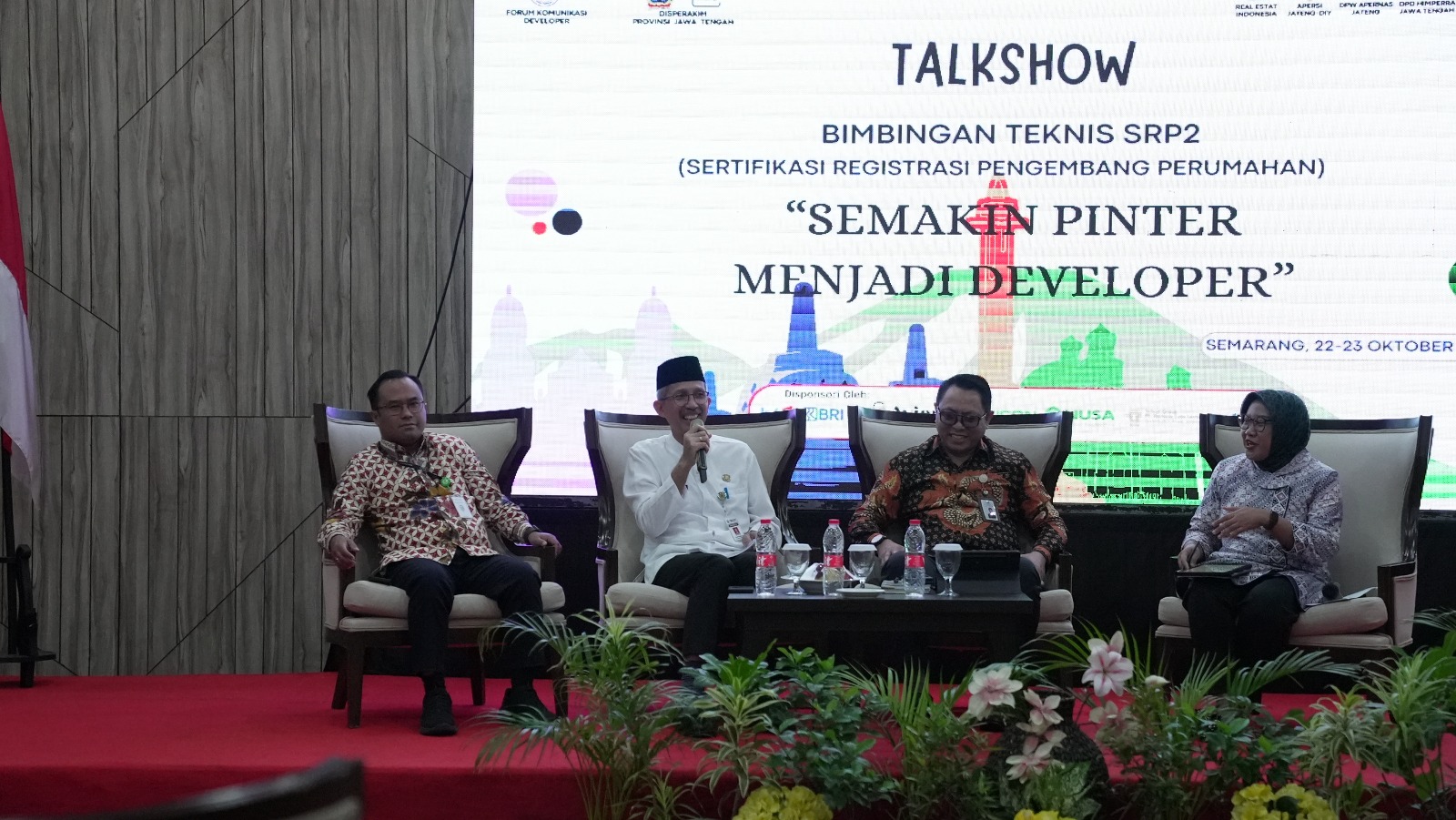 acara Bimbingan Teknis Sertifikasi Registrasi Pengembang Perumahan (SRP2) bertajuk “Semakin Pintar Jadi Developer” yang digelar di Gets Hotel Semarang pada Selasa (22/10/2024)