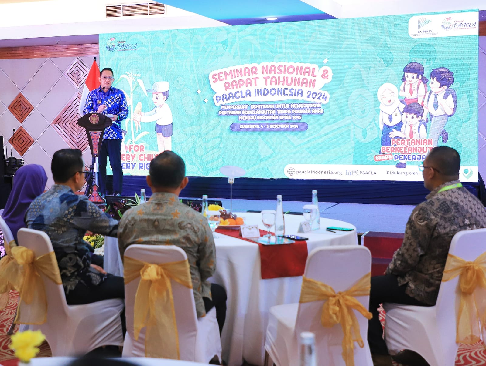 Pj Gubernur Jawa Timur, Adhy Karyono, membuka Seminar Nasional dan Rapat Tahunan Partnership Action Against Child Labour in Agriculture (PAACLA) 2024 