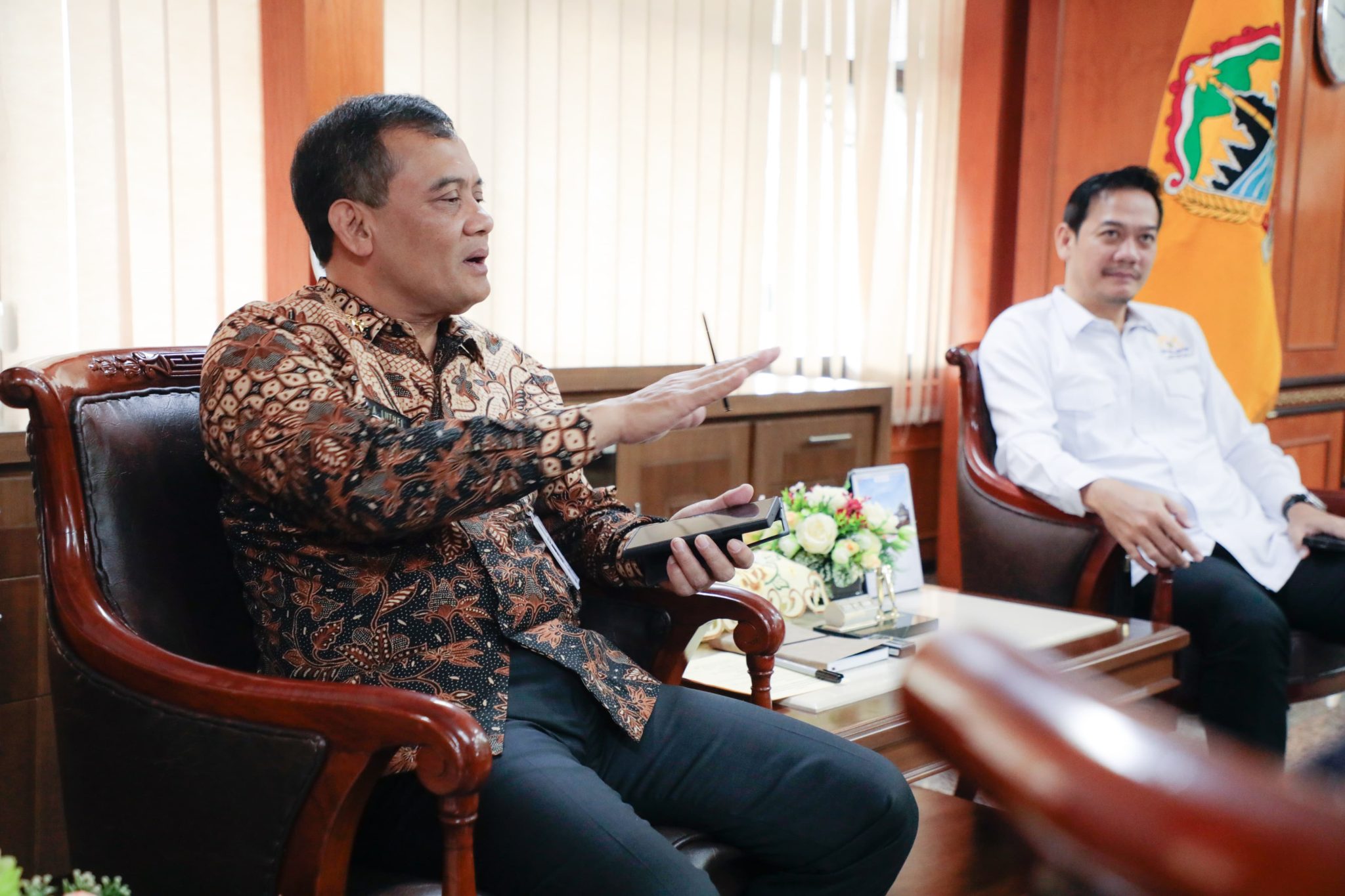 Gubernur Jawa Tengah, Ahmad Luthfi saat menerima audiensi dari Kamar Dagang dan Industri (Kadin) Jawa Tengah serta Asosiasi Logistik dan Forwarder Indonesia (ALFI) di Kantor Gubernur, Jumat (14/3/2025).