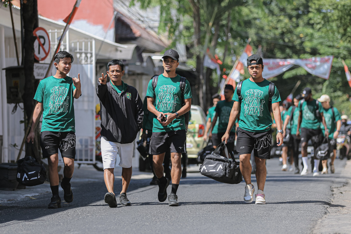 Tim Persebaya bertolak ke Sleman untuk menjalani pertandingan pekan kesepuluh Liga 1 2023/2024 melawan PSS Sleman.