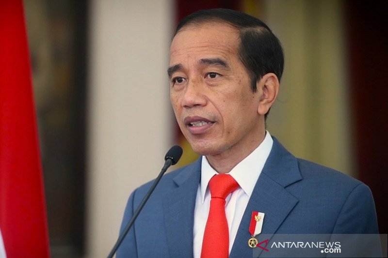 Presiden RI Joko Widodo saat menyampaikan sambutan pada acara "Soft Launching dan Public Lecture Golkar Institute" secara daring, Selasa (2/2/2021). ANTARA/HO-Biro Pers Istana/am.
