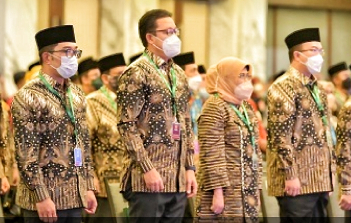 Ridwan Kamil ikut menghadiri acara Pengukuhan dan Rapat Kerja Nasional MPP ICMI Tahun 2022 di IPB Internasional Convention Center, Kota Bogor, Sabtu (29/1/2022).