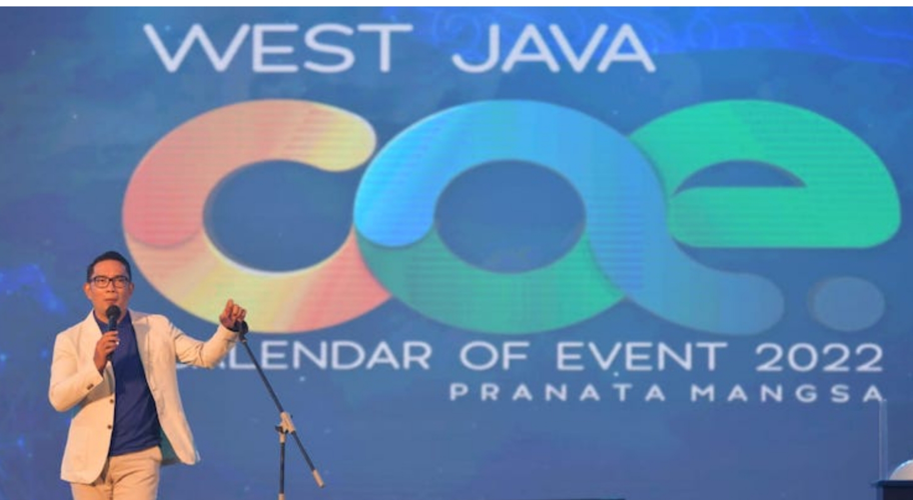 Gubernur Ridwan Kmail saat menghadiri acara West Java Calender of Event 2022 di Hotel Pullman, Kota Bandung, Selasa (15/02/2022). 