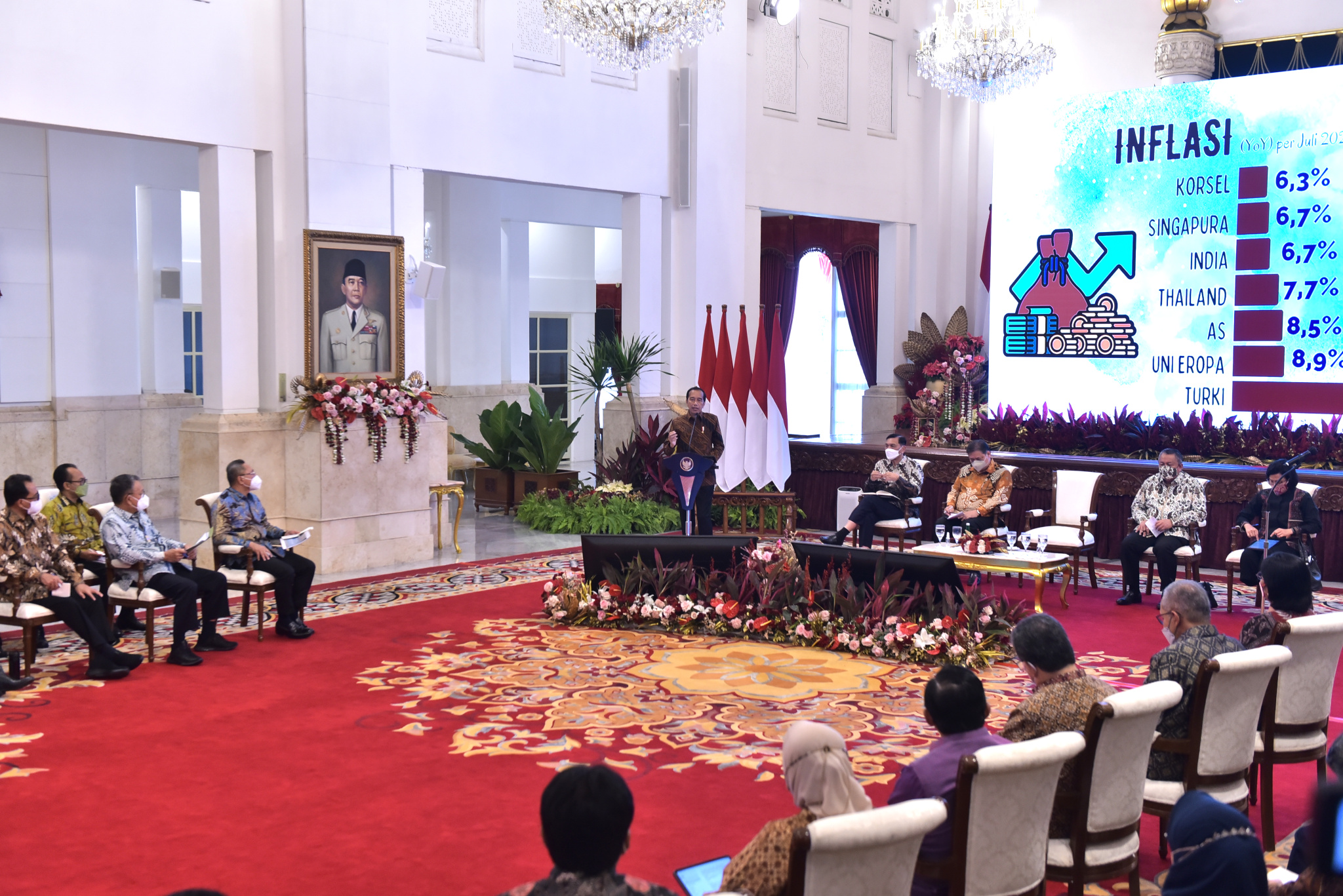Presiden Jokowi membuka Rakornas TPID Tahun 2022, di Istana Negara, Jakarta, Kamis (18/08/2022). (Foto: Humas Setkab/Agung)
