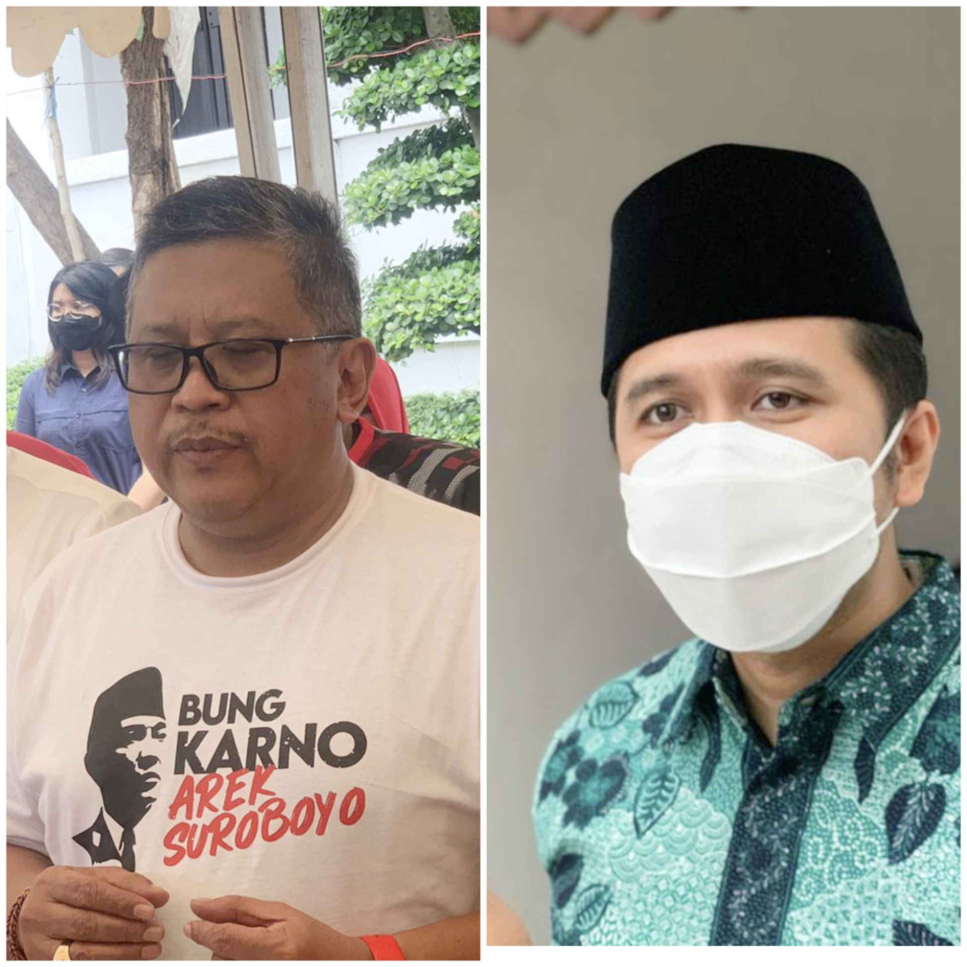 Sekjen DPP PDIP Hasto Kristiyanto dan Wagub Jatim Emil Elestianto Dardak. 