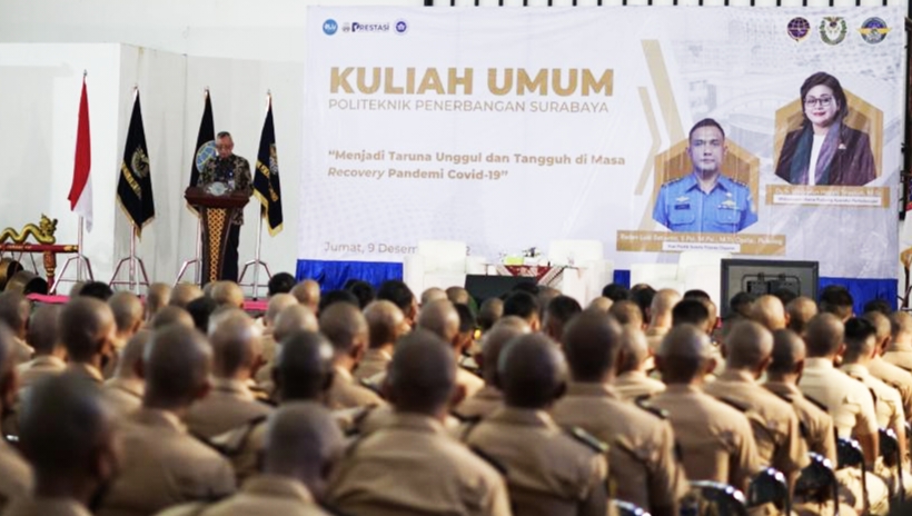 Poltekbang Surabaya saat menggelar Kuliah Umum bertema ‘Menjadi Taruna Unggul dan Tangguh di Masa Recovery Pandemi Covid-19’. 
