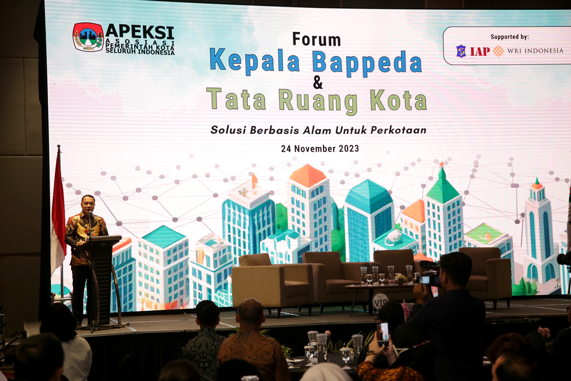 Asosiasi Pemerintah Kota Seluruh Indonesia (APEKSI) menggelar forum Bappeda (Badan Perencanaan Pembangunan Daerah) dan Tata Ruang Seluruh Indonesia Jumat (24/11/2023)
